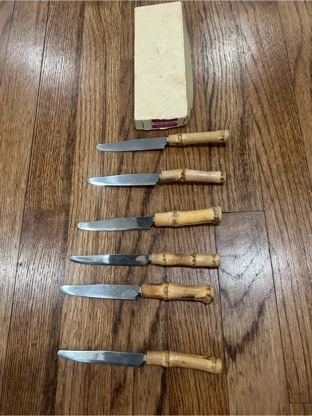 Vintage Seki Hamono KK Bamboo Tiki Silverware 6 pc set Knives Stainless